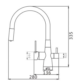 Смеситель для кухни Shevanik S668H с подключением фильтра чёрный